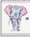 Oxford boho chic cahier spiralé, ft a4+, 120 pages, quadrillé 5 mm, éléphant