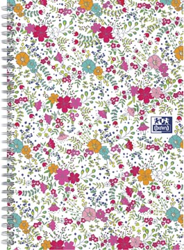 Oxford floral couverture rembordée cahier à spirale, ft b5, 60 feuilles, quadrillé 5 mm, blanc