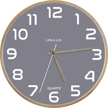 Unilux horloge baltic, diamètre 30,5 cm, cadre en bois, gris
