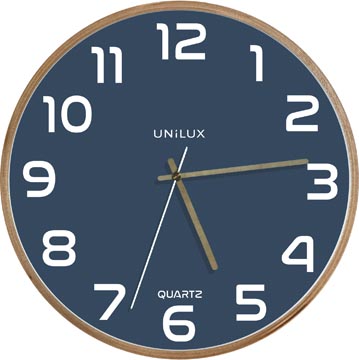 Unilux horloge baltic, diamètre 30,5 cm, cadre en bois, bleu