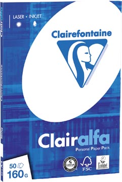 Clairefontaine clairalfa papier de présentation a4, 160 g, paquet de 50 feuilles