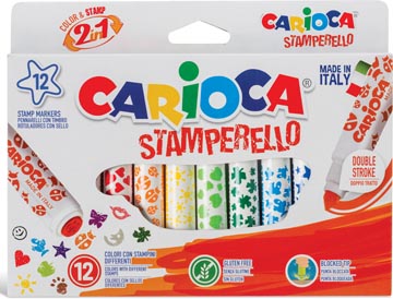 Carioca feutre tampon stamperello, 12 pièces (= 12 couleurs et 12 motifs de tampon)
