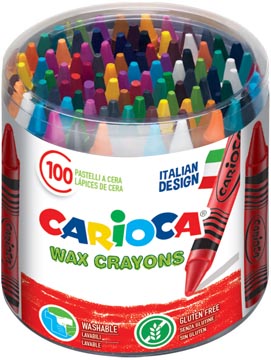 Carioca craie à la cire wax, pot de 100 pièces en couleurs assorties
