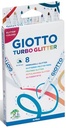 Giotto turbo glitter feutres de coloriage, étui cartonné de 8 pièces en couleurs assorties