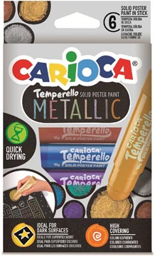 Carioca stick gouache temperello metallic, étui cartonné de 6 pièces