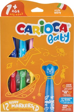 Carioca feutre baby teddy, boîte de 12 pièces en couleurs assorties
