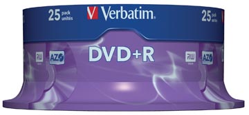 Verbatim dvd gravable dvd+r, tour de 25 pièces