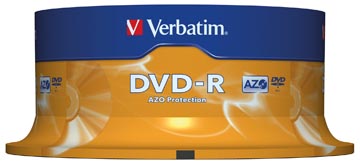 Verbatim dvd gravable dvd-r, tour de 25 pièces