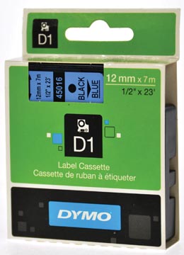 Dymo d1 ruban 12 mm, noir sur bleu