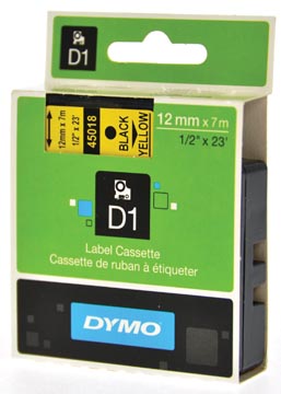 Dymo d1 ruban 12 mm, noir sur jaune