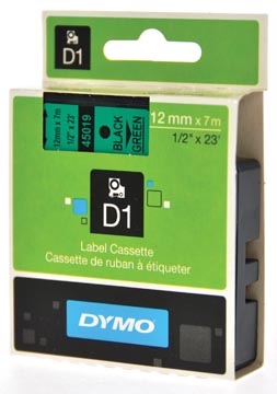 Dymo d1 ruban 12 mm, noir sur vert