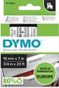 Dymo d1 ruban 19 mm, noir sur transparent