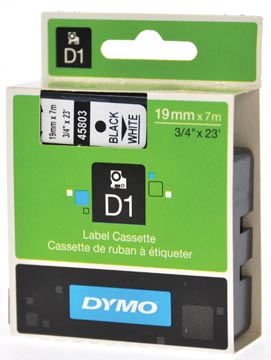 Dymo d1 ruban 19 mm, noir sur blanc