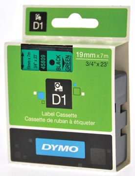 Dymo d1 ruban 19 mm, noir sur vert