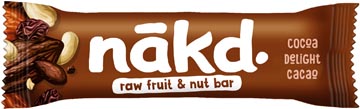 Nakd cocoa delight, barre de 35 g, paquet de 18 pièces