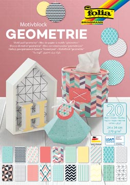 Folia papier avec motifs geometrique ft 24 x 34 cm, bloc de 20 feuilles