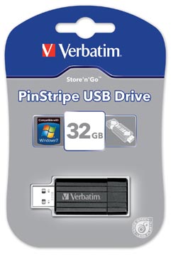 Verbatim clé usb 2.0 pinstripe, 32 go, noir