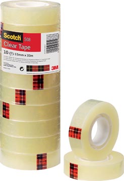 Scotch ruban adhésif 508, ft 15 mm x 33 m, paquet de 10 rouleaux