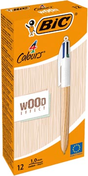 Bic 4 colours wood style stylo bille, moyen