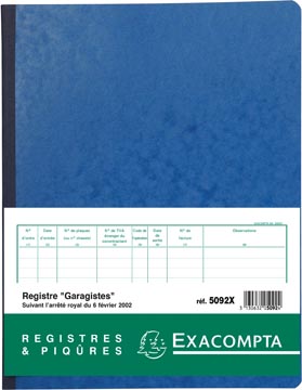 Exacompta registre garagiste et pompiste, français