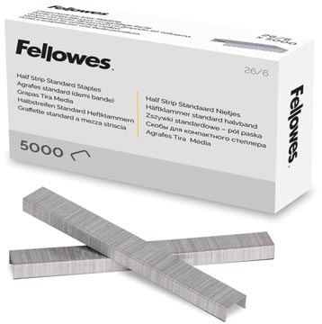 Fellowes agrafes 26/6, half strip, boîte de 5.000 agrafes