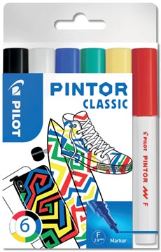 Pilot pintor classic marqueur, fine, blister de 6 pièces  en couleurs assorties