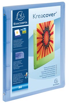 Exaclair classeur personnalisable kreacover 4 anneaux, bleu transparent