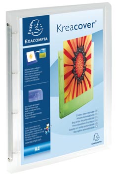 Exaclair classeur personnalisable kreacover 4 anneaux, blanc transparent