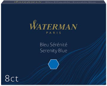Waterman cartouches d'encre standard 23, bleu florida, paquet de 8 pièces