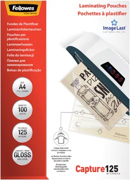 Fellowes imagelast pochette à plastifier capture125, ft a4, 250 microns (2 x 125 microns), paquet de 100