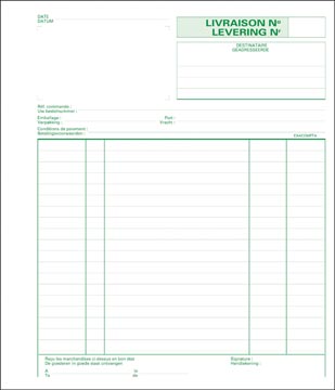 Exacompta livraisons, ft 21 x 18 cm, dupli (50 x 2 feuilles), bilingue (nl/fr)