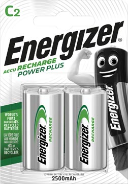 Energizer piles rechargeables power plus c, blister de 2 pièces