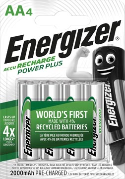 Energizer piles rechargeables power plus aa, blister de 4 pièces