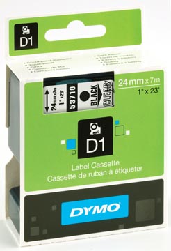 Dymo d1 ruban 24 mm, transparent sur noir