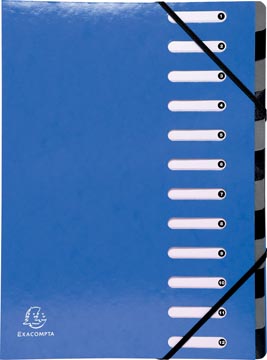 Exacompta iderama trieur, 12 compartiments, avec des élastiques, bleu foncé