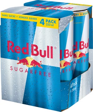 Red bull boisson énergisante, sugarfree, cannette de 25 cl, paquet de 4