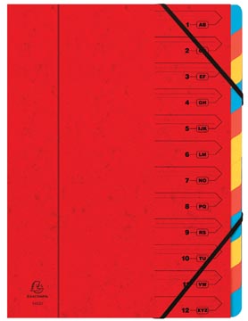 Exacompte trieur-classeur 12 compartiments, rouge