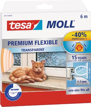 Tesa moll premium flexible coupe-vent, 6 m, transparent