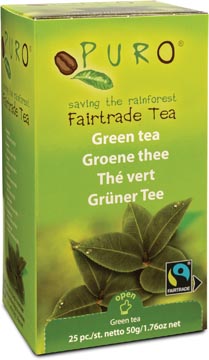 Puro thé, thé vert, du commerce équitable, paquet de 25 sachets