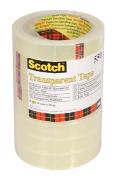 Scotch ruban adhésif transparent 550, 19mmx66m paquet 8 pc