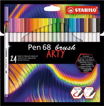 Stabilo pen 68 brush arty, étui de 24 pièces, assorti