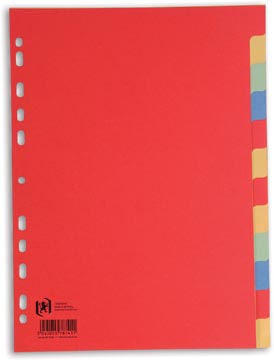 Oxford intercalaires, format a4, en carton, non imprimé, 11 trous, couleurs assorties, 12 onglets