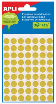 Apli étiquettes rondes en pochette diamètre 10 mm, jaune, 315 pièces, 63 par feuille (2051)