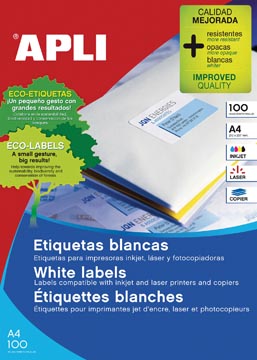 Apli étiquettes blanches ft 70 x 30 mm (l x h), 2.700 pièces, 27 par feuille (1271)