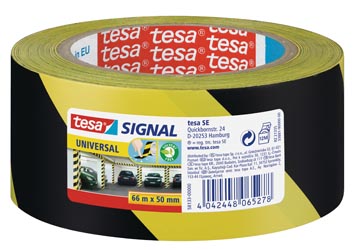 Tesa ruban de signalisation, signal universal, ft 50 mm x 66 m, jaune/noir