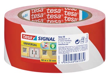 Tesa ruban de signalisation, ft 50 mm x 66 m, rouge/blanc