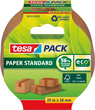 Tesa ruban adhésif d'emballage paper standard, ft 38 mm x 25 m