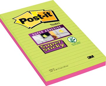 Post-it super sticky notes xxxl, 45 feuilles, ft 127 x 203 mm, couleurs assorties, paquet de 2 blocs