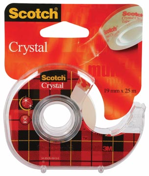 Scotch ruban adhésif crystal, ft 19 mm x 25 m, blister de 1 dérouleur avec 1 rouleau