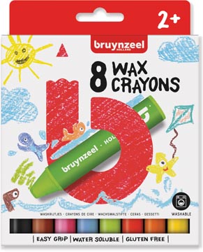 Bruynzeel craie à la cire, set de 8 pièces en couleurs assorties